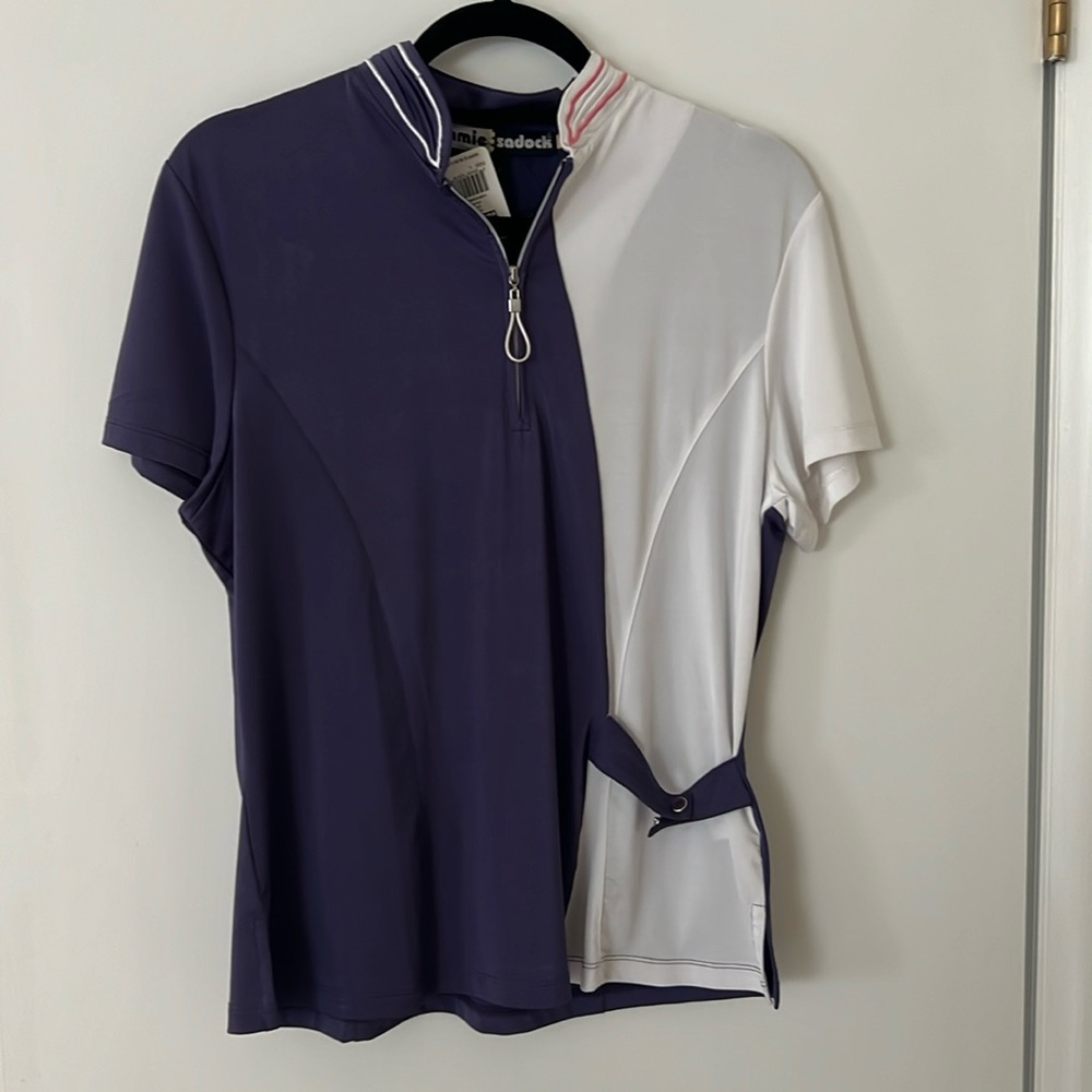 Jamie Sadock, Short-sleeve Top, Aubergine (440), Size Large, NWT